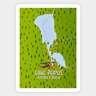 Lake Peipus Estonia and Russia map Sticker